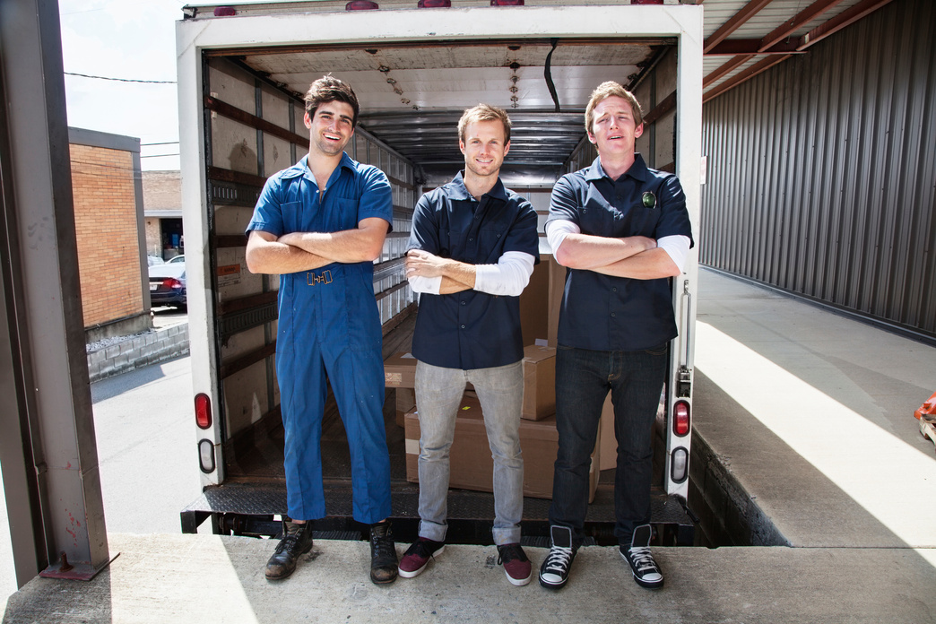 confident parcel delivery team